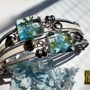 Po deszczu - bransoleta z żywicy i rzemieni