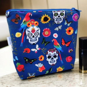 Kosmetyczka damska welurowa etui do torebki organizer do torby duża kosmetyczka czaszki