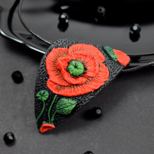 Asymetryczny naszyjnik Czerwony mak