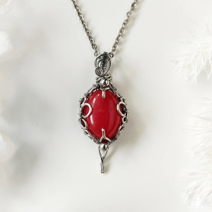 Naszyjnik Jadeit „Nár" stal chirurgiczna wisiorek handmade wirewrapping