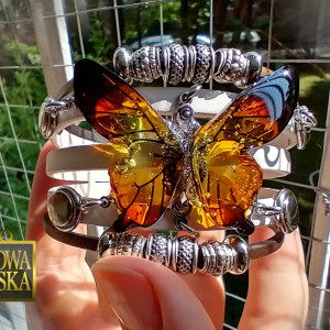 Anioł - bransoleta z żywicy i rzemieni