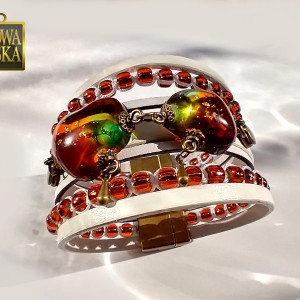 Stones - bransoleta z żywicy i rzemieni