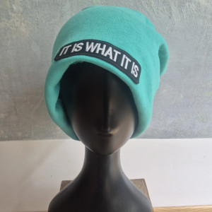 Czapka seledynowa z nadrukiem smerfetka