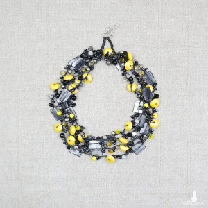 6818 czarny, szary, żółty naszyjnik