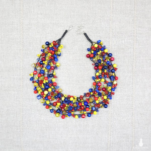 6820 czerwony, żółty, granatowy naszyjnik naszyjnik; kolia