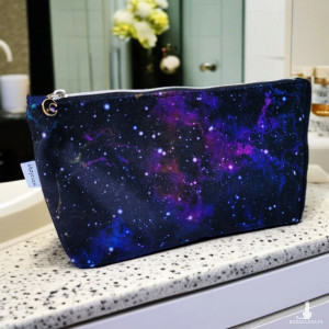 Kosmetyczka damska welurowa etui do torebki organizer do torby duża kosmetyczka galaktyka kosmos