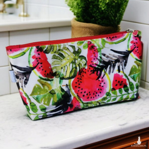 Kosmetyczka damska welurowa etui do torebki organizer do torby duża kosmetyczka arbuzy