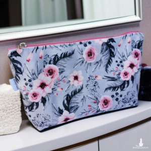 Kosmetyczka damska welurowa etui do torebki organizer do torby duża kosmetyczka kwiaty in garden