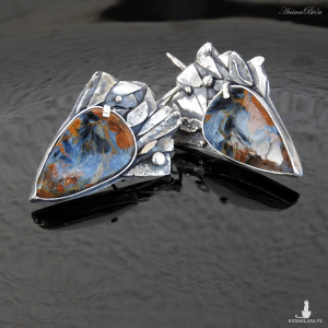 Kolczyki srebrne z pietersytem wiszące