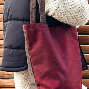 Bordowo-brązowa shopperka