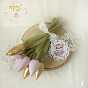 Tulipany prezent dla nauczyciela na zakończenie roku szkolnego róż-złoto GOTOWE