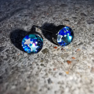 Kolczyki z gwiazdkami gwiezdne sztyfty niebieskie kolczyki gwiazdy niebo kosmiczne sztyfty