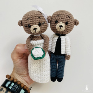 Młoda para misie maskotki ślubne ręcznie robione prezent