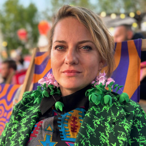 Kolczyki kwiaty zielono rozowe