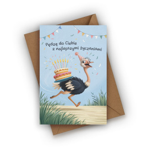 Kartka urodzinowa- Pędzę do Ciebie z najlepszymi życzeniami!