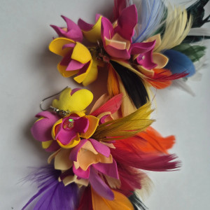 Kolczyki kwiaty piora zwariowane