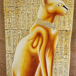 Papirus, Egipski Kot, 65x90cm, Oryginalny 100%, Egipt, Obraz, papier papirusowy