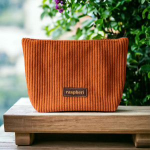 Pomarańczowa sztruksowa kosmetyczka MAXI