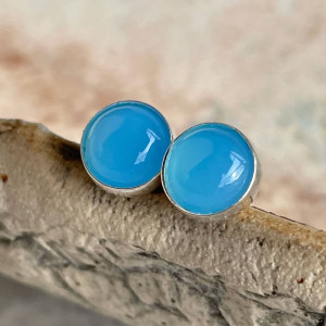 Małe sztyfty drobineczki z agatem w odcieniu nieba d159