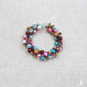 6830 brązowa, niebieska, różowa bransoletka