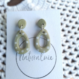 Kolczyki - pastelowa mięta w kropeczki