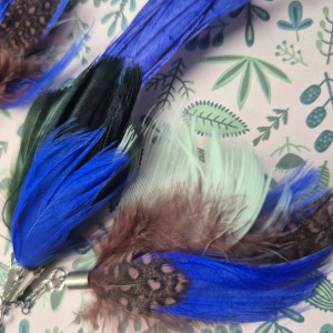 Kolczyki  długie pióra kolorowe