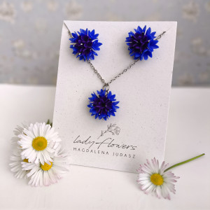 Komplet  biżuterii z chabrami