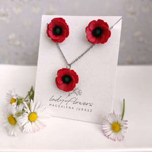 Komplet  biżuterii z makami