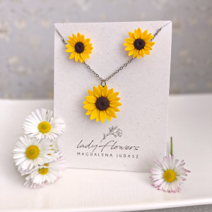 Komplet  biżuterii ze słonecznikami