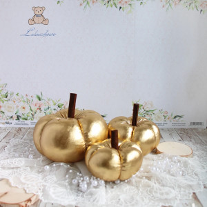 Jesienne dynie dekoracyjne, dekoracja do domu, biura, szkoły, złote 3szt GOTOWE