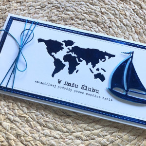 271,z biletem na wspólną podróż - kartka na ślub w bieli