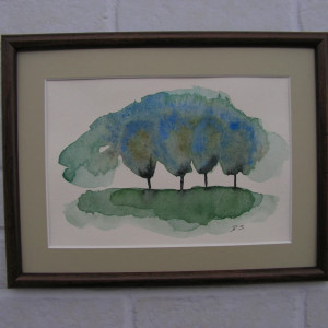 Akwarela "Drzewa V" - oprawiona