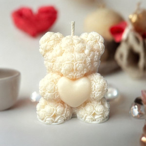 Świeca sojowa miś róże prezent urodziny