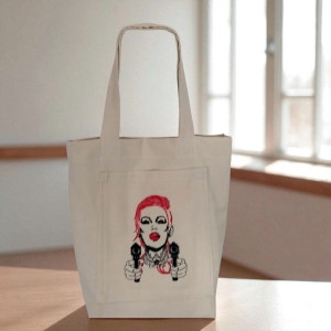 Jasna bawełniana shopperka z haftem