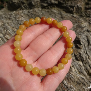 Bransoletka z naturalnych kamieni Jadeit żółty