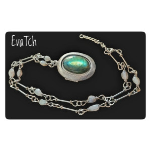 Naszyjnik handmade ze stali szlachetnej z labradorytem