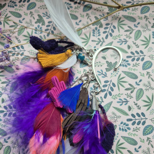 nausznica  pióra kolory boho