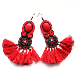 Red Tassels kolczyki sutasz