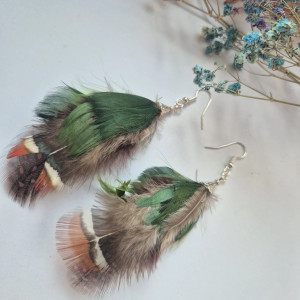 Kolczyki zielone pióra