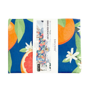 nowy obrus 110x160, owoce obrus plamoodporny, pomarańcze obrus 160x110, cytrusy obrus, kolorowy obrus z owocami, boho obrus, kolorowy obrus dekoracyjny, czerwone grapefruity obrus  na stół