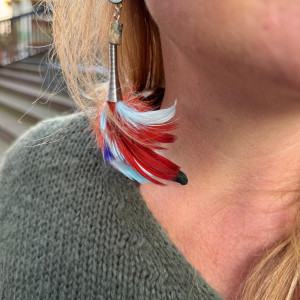 Klipsy  pióra kolorowe