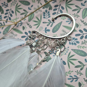 nausznica  pióra biała  boho