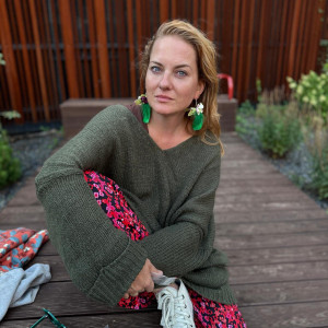 Kolczyki kwiaty i zielone pióra