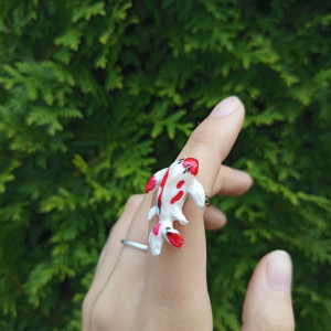 Pierścionki karpi koi recznie malowane i rzebione, idealny na prezent