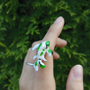 Pierścionki karpi koi recznie malowane i rzebione, idealny na prezent