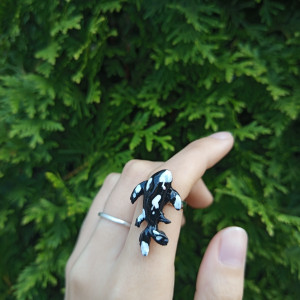 Pierścionki karpi koi recznie malowane i rzebione, idealny na prezent