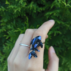 Pierścionki karpi koi recznie malowane i rzebione, idealny na prezent