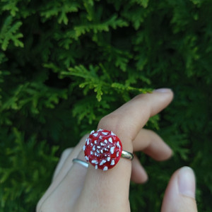 Pierścionki muchomorkówręcznie malowane i rzeźbione, idealne na prezent