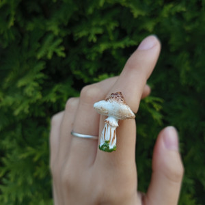 Pierścionki muchomorkówręcznie malowane i rzeźbione, idealne na prezent