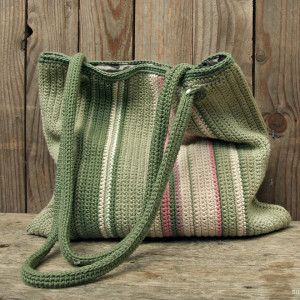 Szydełkowa torba na ramię, duża, 100% bawełny - Piwonia